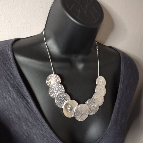 Silver Tone Statement Necklace - Picture 2 of 6